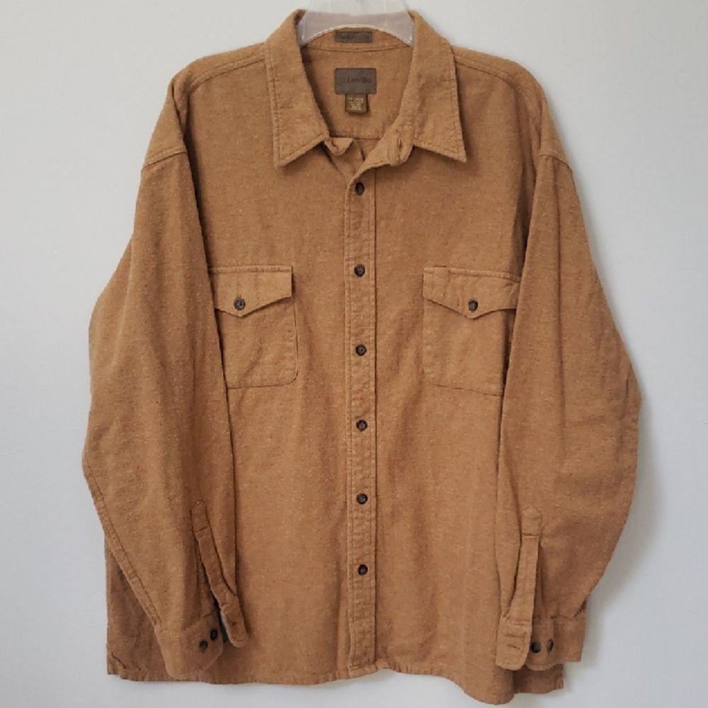 Sjb Shirt Men's 2xl Tan Button-Up Chamois Flannel Cabincore Rugged Chore